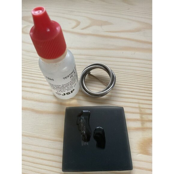 Sterling Silver Interlocking Circle Brooch Pin Jewelry - Picture 5 of 5